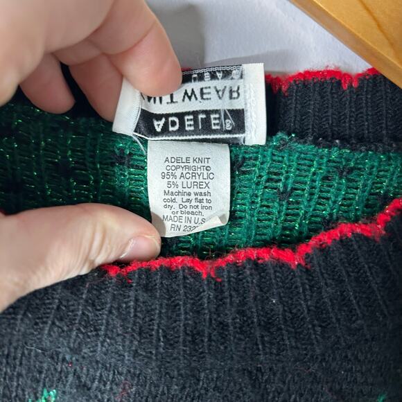 VTG Adele Knit Holiday Crewneck Sweater Women's 2X Scallop Hem Bow Christmas - Picture 5 of 9